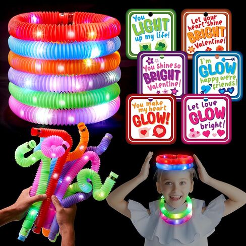 سوار أنبوب Goyin 24 PCS Glow سحب أنابيب تململ لعبة الحسية لمجموعة لضوء الإجهاد توهج في The Dark for Kids With Cards Party Fords for Charsistroom Exchange ، و Goys Exchange Hights Rways in Kuwait