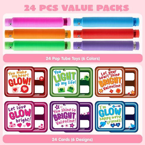 سوار أنبوب Goyin 24 PCS Glow سحب أنابيب تململ لعبة الحسية لمجموعة لضوء الإجهاد توهج في The Dark for Kids With Cards Party Fords for Charsistroom Exchange ، و Goys Exchange Hights Rways in Kuwait