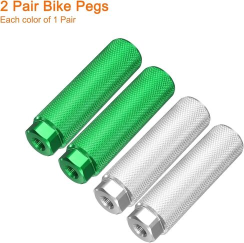 HARFINGTON 2 Pairs Bike Pegs Aluminum Alloy Rear Stunt Pegs Anti-Skid Back Seat Stands Fit 3/8" Axles for Mountain Bike, Black & Silver in Kuwait
