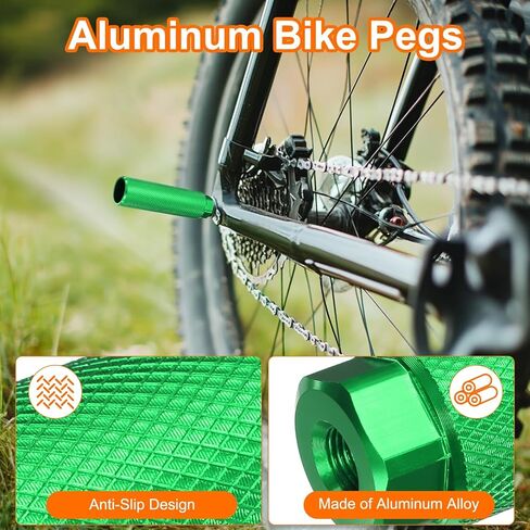 HARFINGTON 2 Pairs Bike Pegs Aluminum Alloy Rear Stunt Pegs Anti-Skid Back Seat Stands Fit 3/8" Axles for Mountain Bike, Black & Silver in Kuwait
