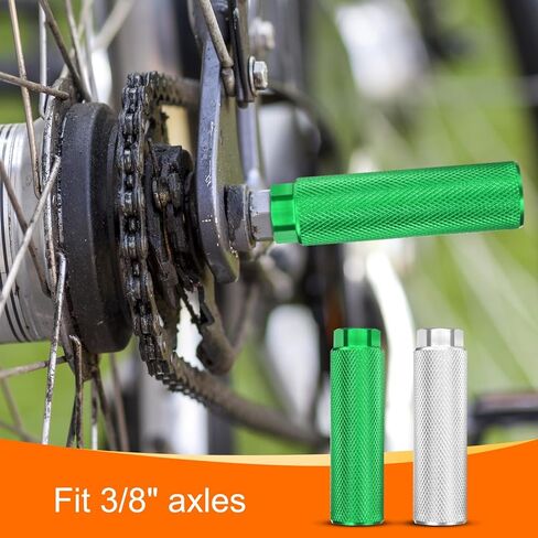 HARFINGTON 2 Pairs Bike Pegs Aluminum Alloy Rear Stunt Pegs Anti-Skid Back Seat Stands Fit 3/8" Axles for Mountain Bike, Black & Silver in Kuwait