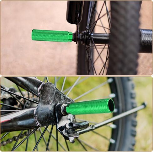 HARFINGTON 2 Pairs Bike Pegs Aluminum Alloy Rear Stunt Pegs Anti-Skid Back Seat Stands Fit 3/8" Axles for Mountain Bike, Black & Silver in Kuwait