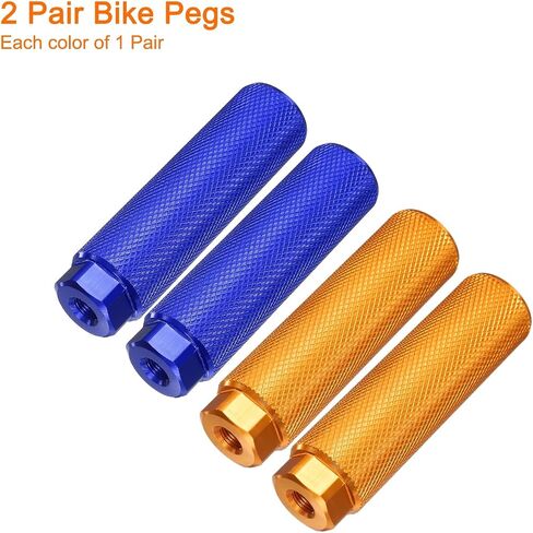 HARFINGTON 2 Pairs Bike Pegs Aluminum Alloy Rear Stunt Pegs Anti-Skid Back Seat Stands Fit 3/8" Axles for Mountain Bike, Black & Silver in Saudi Arabia