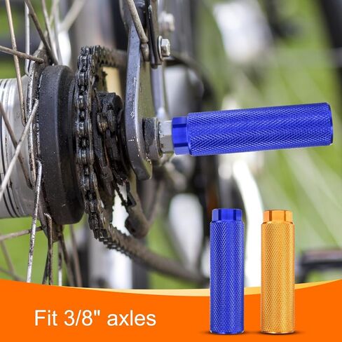 HARFINGTON 2 Pairs Bike Pegs Aluminum Alloy Rear Stunt Pegs Anti-Skid Back Seat Stands Fit 3/8" Axles for Mountain Bike, Black & Silver in Saudi Arabia