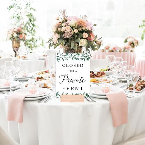 Andaz Press Wedding Party Signs, Natural Greenery Green Leaves, 8.5x11-inch, Closed for a Private Event, 1-Pack in Kuwait