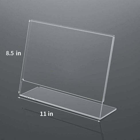 Niubee Acrylic Sign Sign Holder 8.5x11 inches 3 Pack Plack Mandscape ، إطارات الورق الواضحة المائلة ، حامل مشاركة بلاستيكية ، طاولة قائمة المستندات للمكتب ، المتجر ، مطعم -Horizontal in Kuwait