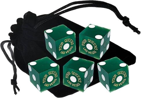 Set of 5 Authentic Las Vegas Casino Table-Played 19mm Craps Dice with Matching Serial Numbers - Flamingo (Green Polished) in Saudi Arabia