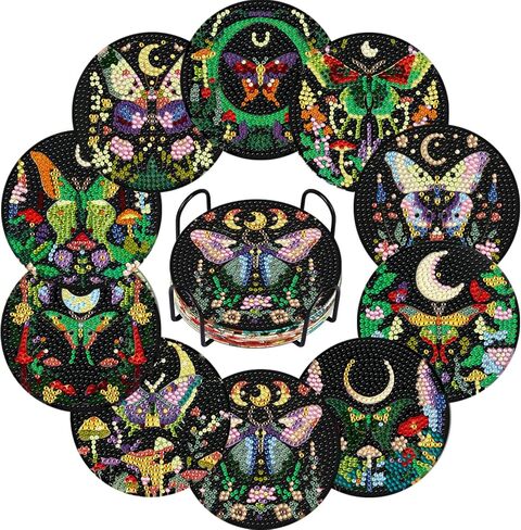 8 PCS Diamond Art Coasters Kit و Diamond Painting Coaster مع حامل ، وأطقم فنون الماس للمبتدئين للمبتدئين والفنون والحرفية لوازم الحفلات على طراز Rainbow Rain in Kuwait