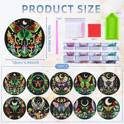 8 PCS Diamond Art Coasters Kit و Diamond Painting Coaster مع حامل ، وأطقم فنون الماس للمبتدئين للمبتدئين والفنون والحرفية لوازم الحفلات على طراز Rainbow Rain in Kuwait