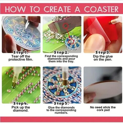 8 PCS Diamond Art Coasters Kit و Diamond Painting Coaster مع حامل ، وأطقم فنون الماس للمبتدئين للمبتدئين والفنون والحرفية لوازم الحفلات على طراز Rainbow Rain in Kuwait