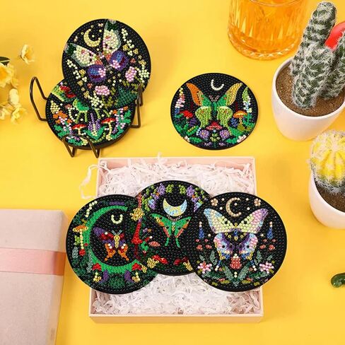 8 PCS Diamond Art Coasters Kit و Diamond Painting Coaster مع حامل ، وأطقم فنون الماس للمبتدئين للمبتدئين والفنون والحرفية لوازم الحفلات على طراز Rainbow Rain in Kuwait