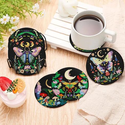 8 PCS Diamond Art Coasters Kit و Diamond Painting Coaster مع حامل ، وأطقم فنون الماس للمبتدئين للمبتدئين والفنون والحرفية لوازم الحفلات على طراز Rainbow Rain in Kuwait
