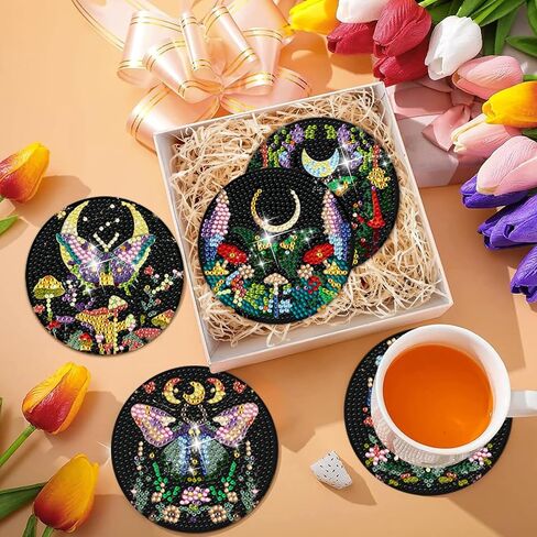 8 PCS Diamond Art Coasters Kit و Diamond Painting Coaster مع حامل ، وأطقم فنون الماس للمبتدئين للمبتدئين والفنون والحرفية لوازم الحفلات على طراز Rainbow Rain in Kuwait