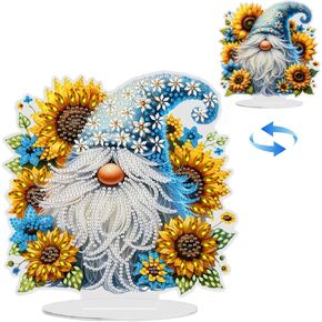 GHHKUD Gnome Diamond Painting Desktop Ornament for Adults, Stand Up Diamond Art Ornaments, DIY Special Double Sided Diamond Gem Painting Tabletop Placement Board Kit for Gifts Home Decor