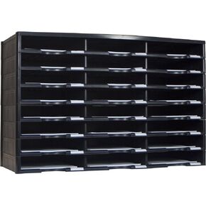 Storex Modular 24-Compartment Literature Organizer, Black, (61435U01C)