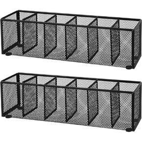 Taling 2 PCS Mesh Desk Organizer Meth Mesh Pen حامل 6 مقصورات سطح المكتب قرطاسية القلم رصاص سلة Caddy