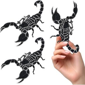 2 Pack Embroidered Scorpion Iron-on & Self-Adhesive Patches – Decorative Sewing Appliques for Clothes, Jackets, Jeans, Hats, Bags, DIY Repair, Stitch Fix, Fabric Embellishments