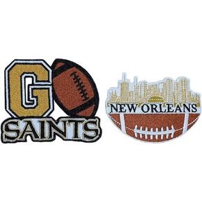 2Pcs City of New Orleans On American Football and GO Words Patches for Iron On and Sew On Clothing