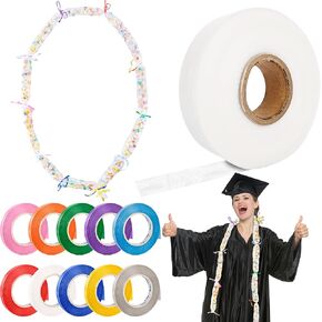 1 لفة من 2 بوصة × 984 قدم التخرج Candy Lei Clear Clear Caldy Tubing Lei Making Kit مع 10 أشرطة لفة لأكبالة التخرج DIY تعبئة الوجبات الخفيفة الحلوى