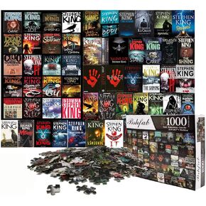 Stephen King Horror Novels - 1000 Pieces Jigsaw Puzzle for Adults Premium Quality Recycled Material Jigsaw Puzzle Intense Colors and High Definition Printing Hobby Puzzles Toy
