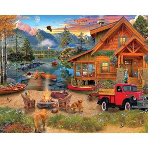 White Mountain Puzzles Lake Retreat 1000 Piece Jigsaw Scenic Cabin Puzzle
