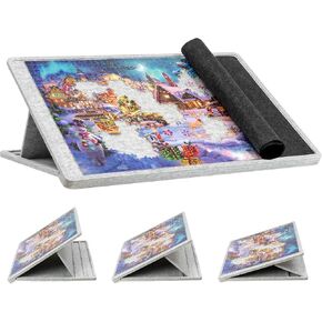 Lavievert Tilting Jigsaw Puzzle Board with Removable Cover, 3 Angle Adjustable Puzzle Table, Super Lightweight Felt Jigsaw Plateau Board, for Games Up to 1000 Pieces - Light Gray