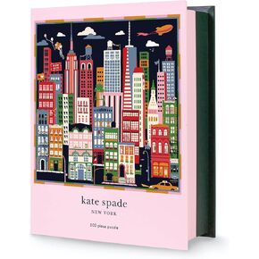 Kate Spade New York 500 Piece Lugzle للبالغين ، 22 "× 22" لغز مربع ، لغز لطيف مع صندوق تخزين ، المدينة التي لا تنام أبدًا