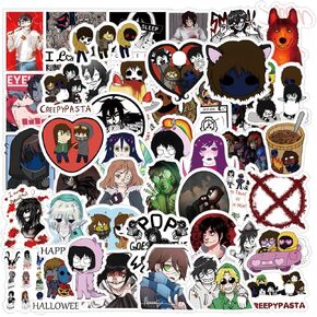 62Pcs Creepypasta Merch Stickers Pack, Cool Horror Terror Thriller Halloween Vinyl Waterproof Sticker Decals for Water Bottle,Laptop,Phone,Skateboard,Scrapbooking,Bumper Decor for Teens Adults Fans
