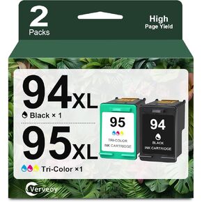 94/95 Ink Cartridge Replacement for HP 94 95 C8765WN C8766WN Ink Cartridge Compatible for HP Deskjet 460 5740 Officejet 100 150 H470 Photosmart B8300 B8330 PSC 1600 1610 Printer (1 Black, 1 Tri-Color)