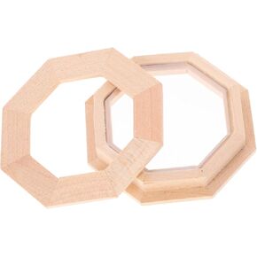 Abaodam Dollhouse Window Fairy House Windows Shutters Fairy Window Dollhouse Octagon Window Frame Dollhouse Door Frame Simulation Furniture Window Frames Model Mini Wood Octagonal Window