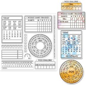 GLOBLELAND Time Planning Table Clear Stamps for Cards Making Time Schedule Silicone Clear Stamp Seals 15x15cm Transparent Stamps for DIY Scrapbooking Photo Album Journal Home Decoration