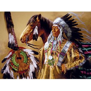 Bits and Pieces - 300 Piece Jigsaw Puzzle for Adults - Chief High Pipe - 300 pc Horse Native American Jigsaw by Artist Paul Calle