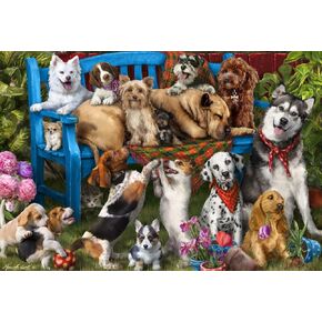 Vermont Christmas Company Patio Pups Jigsaw Puzzle 100 Piece, Large Pieces Perfect for Kids and Seniors