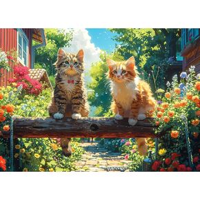 Jigsaw Puzzles for Adults 1000 Piece Puzzle for Adults 1000 Pieces Puzzle 1000 Pieces-Kittens in Flowers