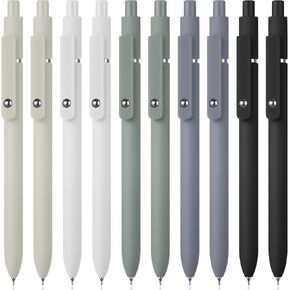 Epakh 10 Pcs Gel Pens, 0.5mm Quick Dry Black Ink Pens Fine Point Smooth Writing Pens Retractable Ballpoint Pens, Aesthetic Pens Office Supplies Gifts for Women Men School Office(Rustic Color)