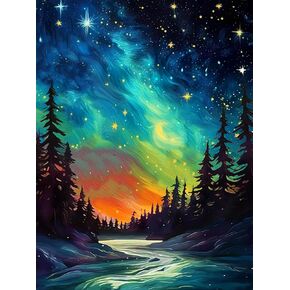 MEOTHAN TREE TREAN STAR Diamond Art Painting Kits للبالغين تدريبات كاملة من أدوات اللوحات الماسية للماس للمبتدئين للبالغين ، طلاء Round 5D مع صور Diamonds Art Paint Crafts Kits 12x16inch