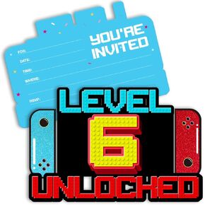 لعبة الفيديو السادس حفل عيد ميلاد دعوات بوي بريق ألعاب فيديو 6 سنوات على شكل عيد ميلاد مع الأظرف ، 20 حزمة in Kuwait