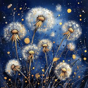 MAXBYE White Dandelion Diamond Paintings by Number Kits, Flowers Diamond Art Kits for Adults, Full Drill Diamond Paintings Diamonds Paint for Home Wall Decor, 12x16in