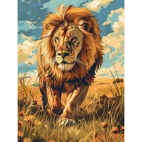 Wergund Diamond Art Painting Lion, Diamond Art Kits for Adults Animal, Full Drill Crystal Rhinestone Embroidery Cross Stitch Arts Craft Canvas Wall Decor Gift 12x16Inch/30x40 cm-3