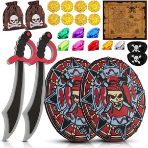 RICHNESS Kids Toy Swords and Shields Foam Play Sword and Shield for Kids Dress Up and Costumes Pack of 2 Players