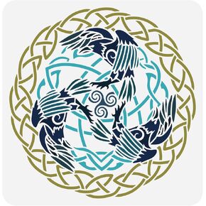 FINGERINSPIRE Celtic Raven Painting Stencil 11.8x11.8inch Celtic Knot Drawing Template Reusable Crow Pattern Hollow Out Stencil for Painting on Wall Wood Furniture DIY Home Decor
