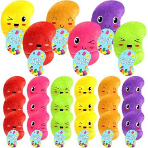 24 Sets Easter Plush Jelly Beans with Prayer Card Soft Stuffed Easter Beans Bulk Religious Basket Filler Religious Gift for Kids Classroom Exchange Gifts Prizes Party Favors, 6 Colors
