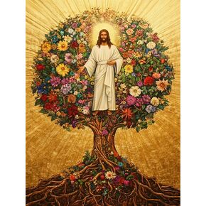 Pavemlo 5D Diamond Art Kits for Adults Tree of Life, Full Drill Diamond Art Jesus Pictures Paint with Diamonds, DIY Cross Stitch Jewel Art Rhinestone Craft for Home Wall Decor 12x16 Inch