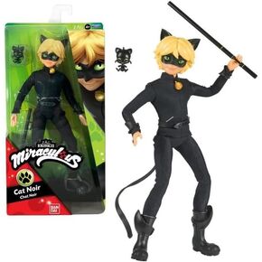 BANDAI Miraculous Ladybug and Cat Noir Toys Cat Noir Fashion Doll | Articulated 26cm Cat Noir Doll with Accessories Kwami | Adrien Superhero Cat Noir Figurine Dolls Range