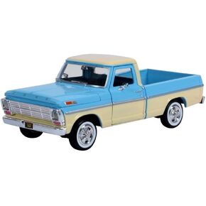 1969 F-100 Pickup Truck Light Blue and Cream Timeless Legends Series 1/24 Diecast Model Car by Motormax 79315LTBL