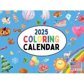 Kids Coloring Calendar 2025 Learning At Home Monthly Wall Calender 12 Month | American Made In The USA