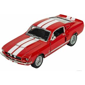 KiNSMART 2007 Ford Shelby GT500 Red with Racing Stripes 1:38 Scale 5 Inch Die Cast Metal Model Toy Muscle Car