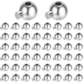Framendino, 50 Pack Round Crimp Beads Silver Stopper Metal Spacer End for Jewelry Making