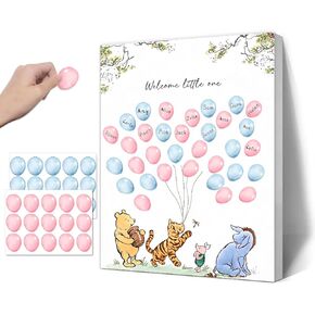 Winnie Baby Shower Guestbook Fingerprint Tree, Winnie Theme Fingerprint Guestbook, Fingerprint Message Book with Stickers, Gender Reveal Party Ideas, Gender Reveal Keepsake