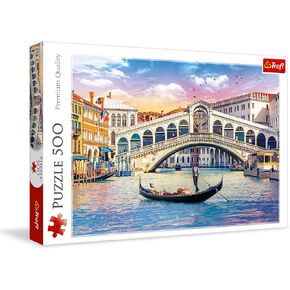 Trefl Rialto Bridge, Venice 500 Piece Jigsaw Puzzle Red 19"x13" Print, DIY, Creative Fun, Classic Puzzle for Adults and Children from 10 Years Old